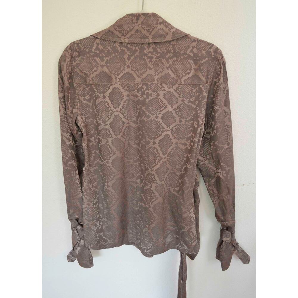 Simkhai - Milo Trench Wrap Python Print Wrap Blouse in Taupe - Picture 4 of 7